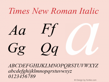 Times New Roman Italic Version 2.90图片样张