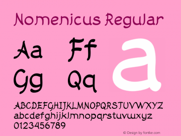 Nomenicus Regular Version 1.000 Font Sample