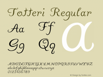 Totteri Regular Version 1.000 Font Sample