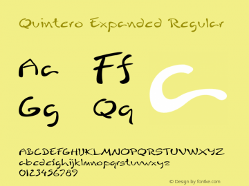 Quintero Expanded Regular Version 1.500 Font Sample