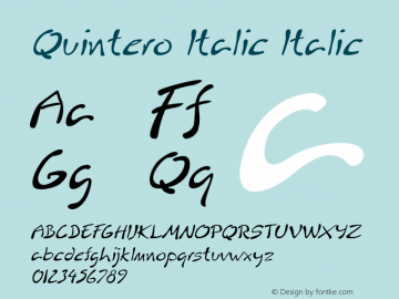 Quintero Italic Italic Version 1.500 Font Sample