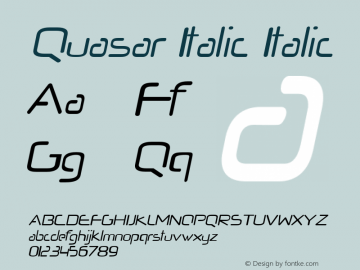 Quasar Italic Italic Version 1.000 Font Sample