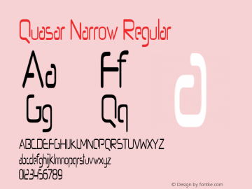 Quasar Narrow Regular Version 1.000 Font Sample