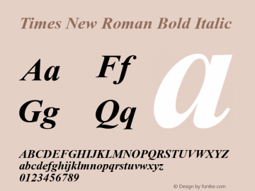 Times New Roman Bold Italic Version 6.80 Font Sample