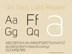 Uni Sans Light Regular Version 001.001 Font Sample