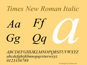 Times New Roman Italic Version 6.85图片样张
