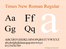 Times New Roman Regular Version 6.85图片样张
