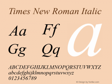 Times New Roman Italic Version 5.20图片样张
