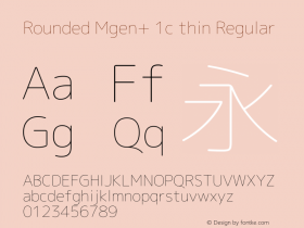 Rounded Mgen+ 1c thin Regular Version 1.059.20150116 Font Sample