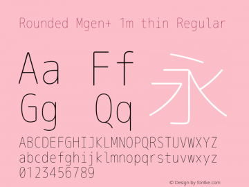 Rounded Mgen+ 1m thin Regular Version 1.058.20140828 Font Sample