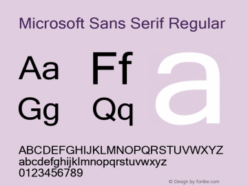 Microsoft Sans Serif Regular Version 6.90 Font Sample