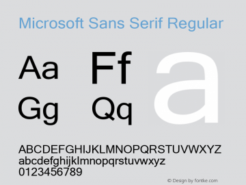 Microsoft Sans Serif Regular Version 6.90 Font Sample