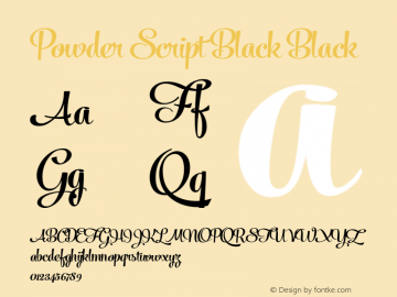 Powder Script Black Black Version 1.000 Font Sample