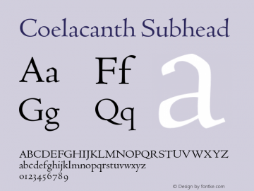 Coelacanth Subhead Version 000.003 Font Sample