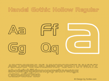 Handel Gothic Hollow Regular Unknown Font Sample