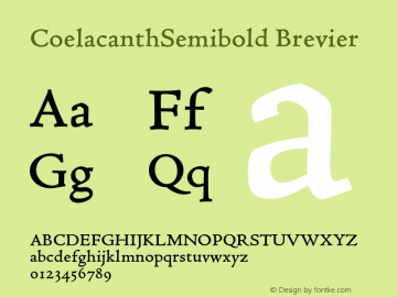 CoelacanthSemibold Brevier Version 000.003 Font Sample