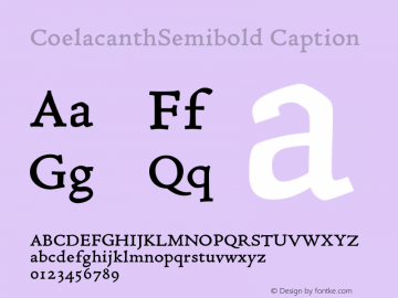 CoelacanthSemibold Caption Version 000.003 Font Sample