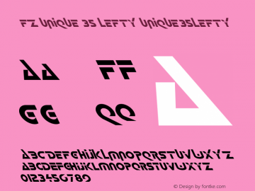 FZ UNIQUE 35 LEFTY UNIQUE35LEFTY Version 1.000 Font Sample