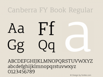 Canberra FY Book Regular Version 1.000 Font Sample