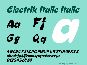 Electrik Italic Italic Unknown Font Sample