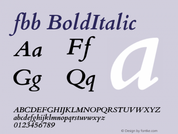 fbb BoldItalic Version 0.991 Font Sample