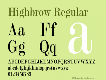 Highbrow Regular Version 1.000 Font Sample