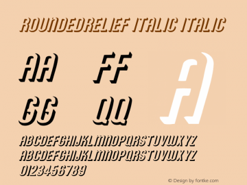 RoundedRelief Italic Italic Unknown Font Sample