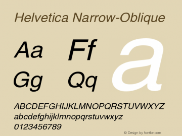 Helvetica Narrow-Oblique Version 002.000 Font Sample