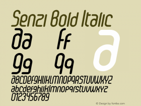 Senzi Bold Italic Version 1.000 Font Sample
