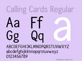 Calling Cards Regular Version 001.000 Font Sample