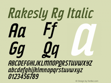 Rakesly Rg Italic Version 1.000 Font Sample