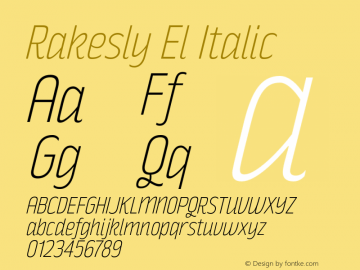 Rakesly El Italic Version 1.000图片样张