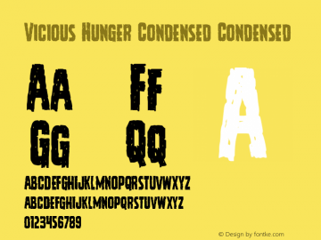 Vicious Hunger Condensed Condensed Version 1.0; 2014 Font Sample