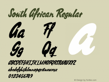 South African Regular Version 1.000 Font Sample