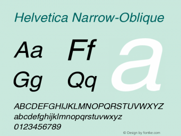 Helvetica Narrow-Oblique Version 003.001 Font Sample