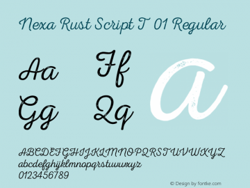 Nexa Rust Script T 01 Regular Version 1.000;PS 001.000;hotconv 1.0.70;makeotf.lib2.5.58329 DEVELOPMENT Font Sample