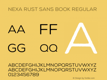 Nexa Rust Sans Book Regular Version 1.000;PS 001.000;hotconv 1.0.70;makeotf.lib2.5.58329 DEVELOPMENT图片样张