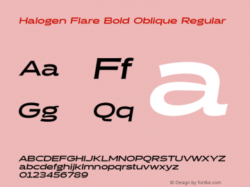 Halogen Flare Bold Oblique Regular Version 001.000 Font Sample