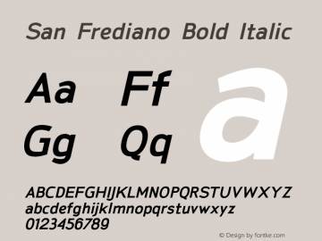 San Frediano Bold Italic Version 1.000 Font Sample