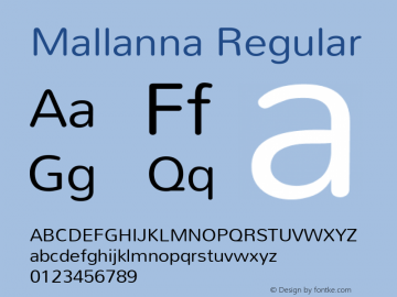 Mallanna Regular Version 1.0.4; ttfautohint (vUNKNOWN) -l 7 -r 28 -G 50 -x 13 -D telu -f telu -w G -X 
