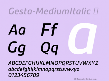 Gesta-MediumItalic ☞ Version 2.010;com.myfonts.r-type.gesta.medium-italic.wfkit2.3Sv7 Font Sample