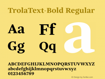 TrolaText-Bold Regular Version 1.000 Font Sample