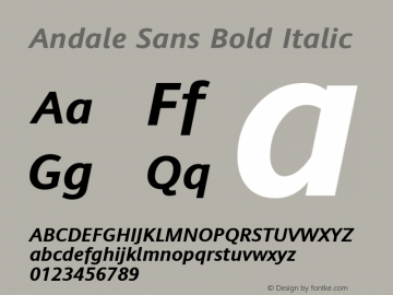 Andale Sans Bold Italic Version 3.0 - 1999图片样张