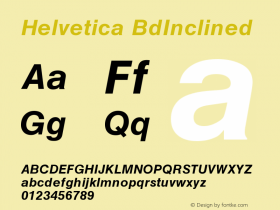 Helvetica BdInclined Version 001.000 Font Sample