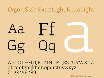 Orgon Slab ExtraLight ExtraLight Version 1.000 Font Sample