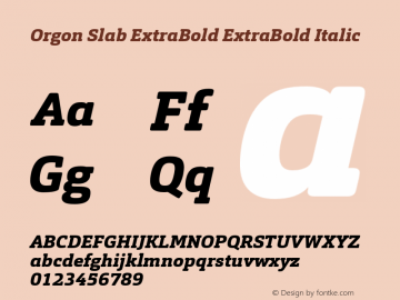 Orgon Slab ExtraBold ExtraBold Italic Version 1.000图片样张