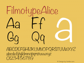 FilmotypeAlice ☞ 0.99 March 1 2008;com.myfonts.filmotype.alice.regular.wfkit2.3rnB Font Sample