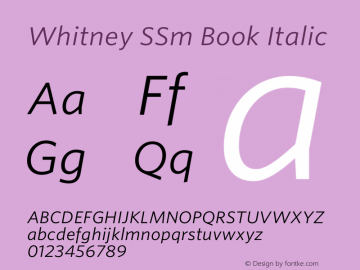 Whitney SSm Book Italic Version 1.200 Font Sample