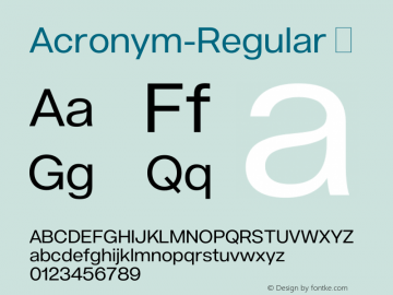 Acronym-Regular ☞ 1.002;com.myfonts.reserves.acronym.regular.wfkit2.3Wwx Font Sample