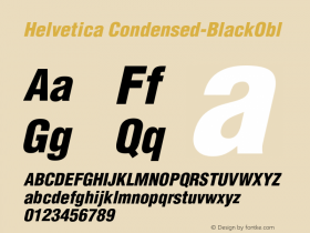 Helvetica Condensed-BlackObl Version 003.000 Font Sample